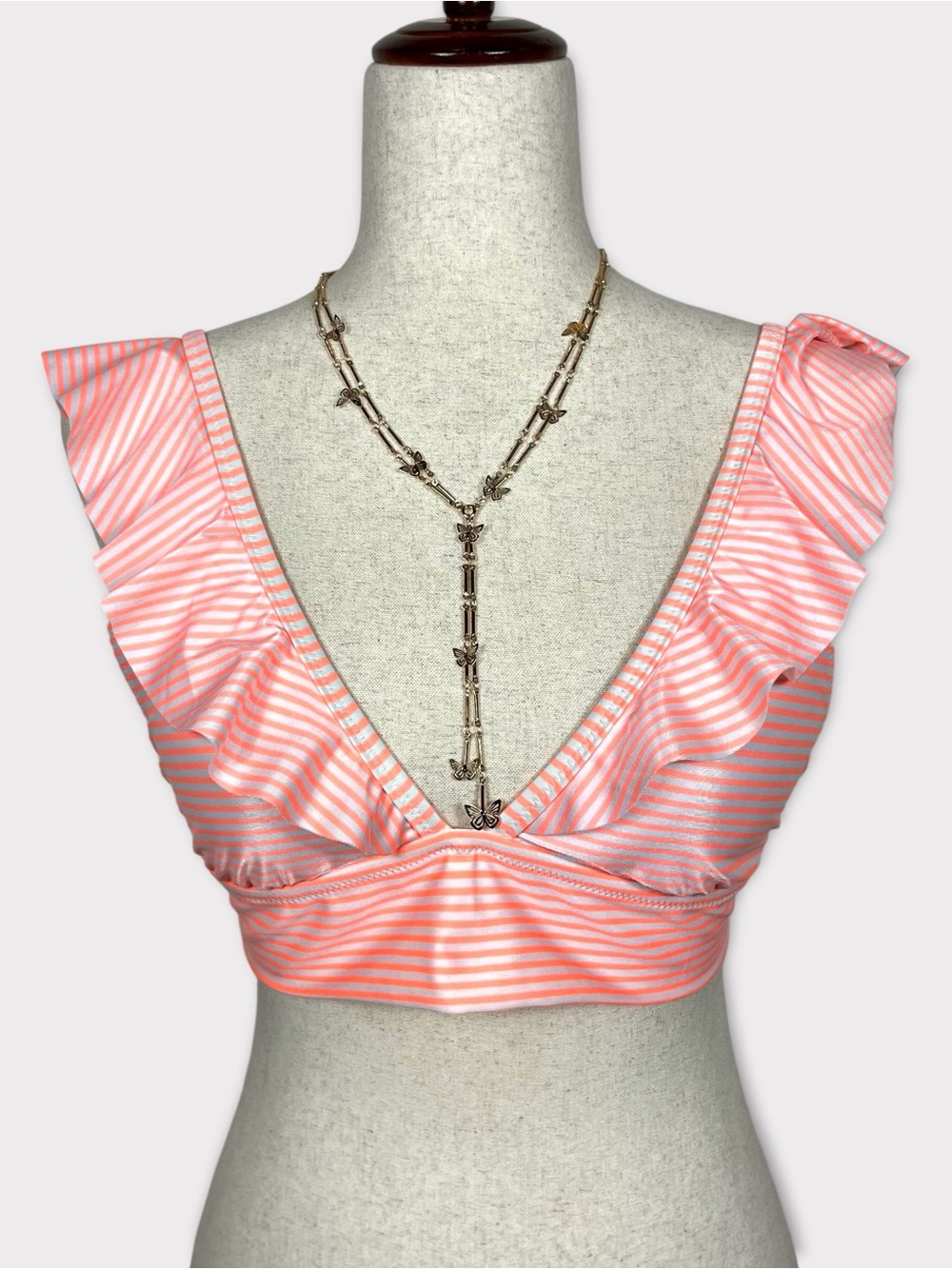 Aerie Triangle Ruffle Bikini Swimsuit Swim Top Large Summer Preppy Girly